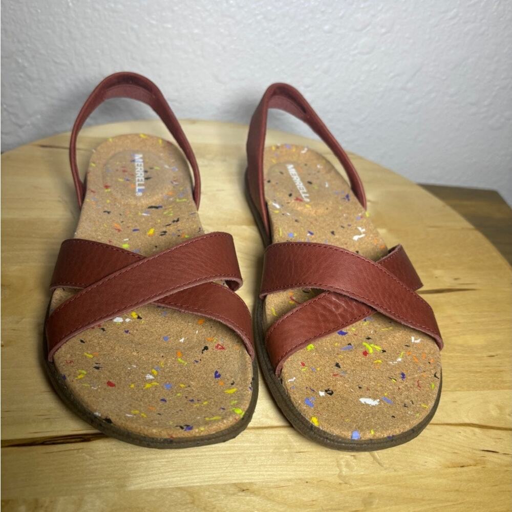Merrell Women's Brown Leather Napa Valley Sling Sandals Size Nwot